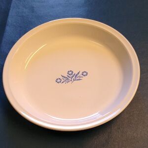 Vintage Corning Ware White/Blue Corn Flower Blue Pie Plate Cottagecore